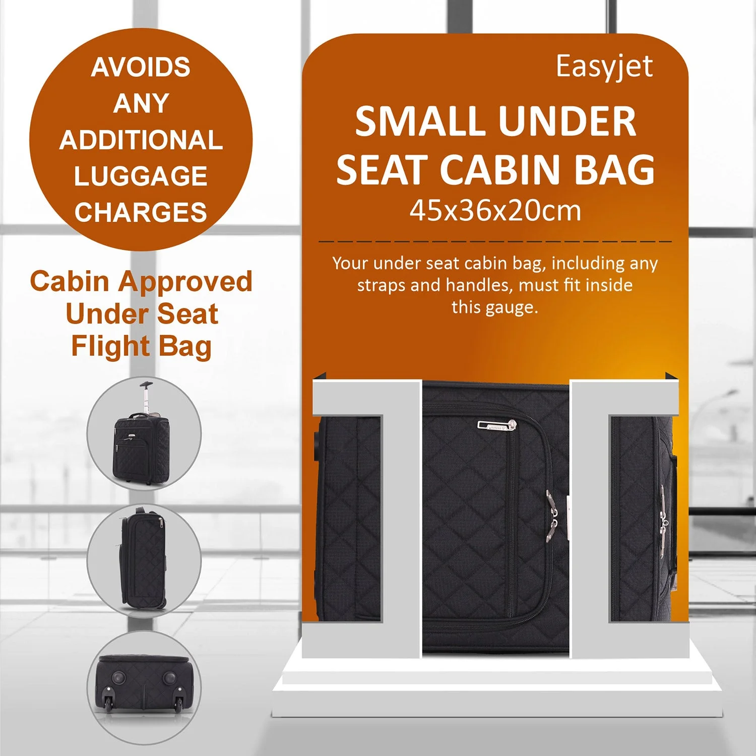 Aerolite Easyjet Carry On Fits 45x36x20cm New & Improved 2025 Cabin Under Seat Trolley Bag Suitcase - Image 3