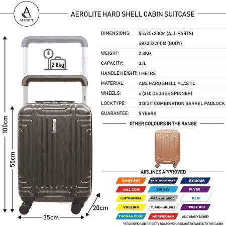 Aerolite Hard Shell Suitcase Luggage Set (Cabin x2 + Large) - Image 4