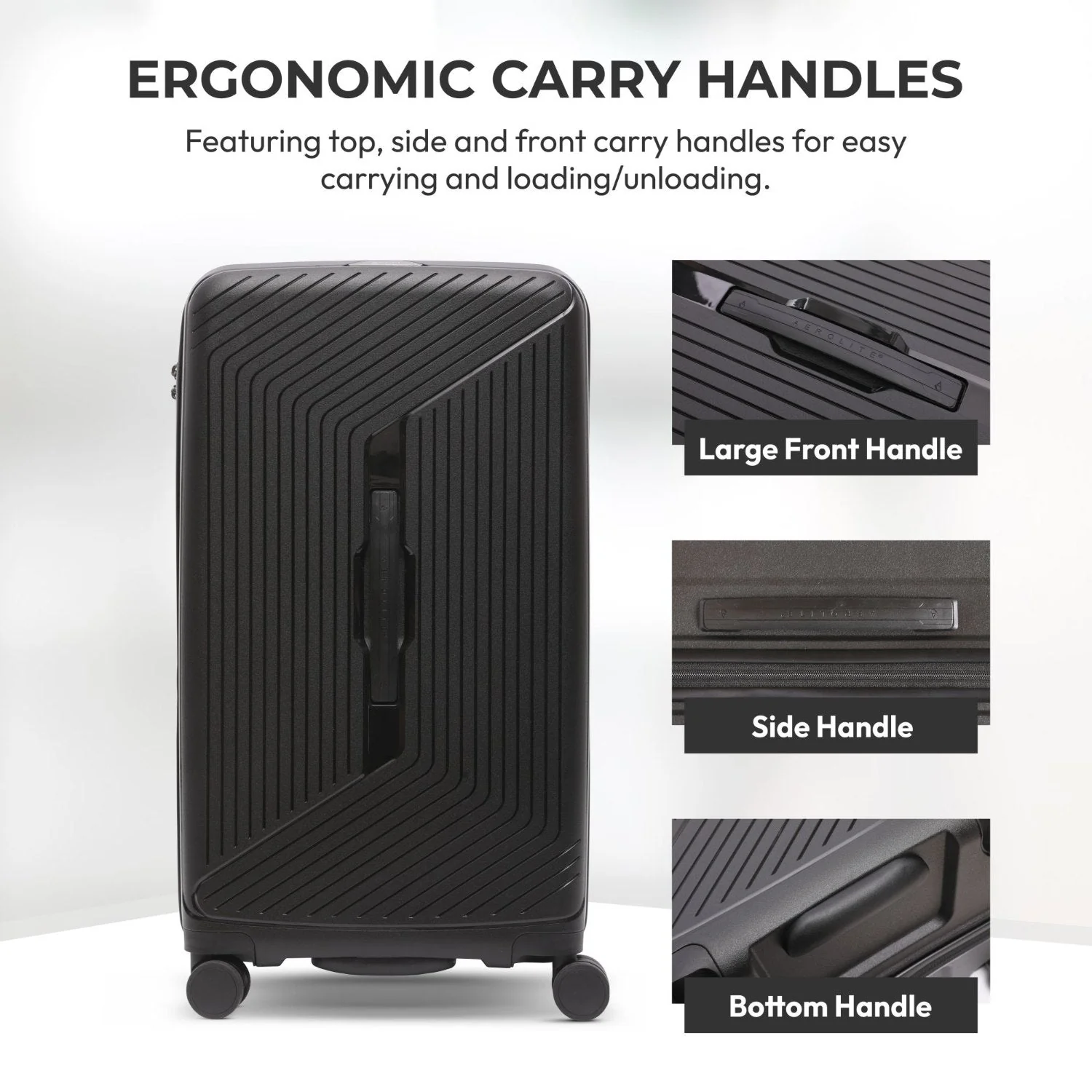 Aerolite Large 108L Premium Polypropylene Hard Shell Check in Checked Hold Travel Spinner Luggage Suitcase Trunk with 4 + 1 Wheels , TSA Approved Lock , YKK Zippers & Antimicrobial Lining (BLACK) - Image 3