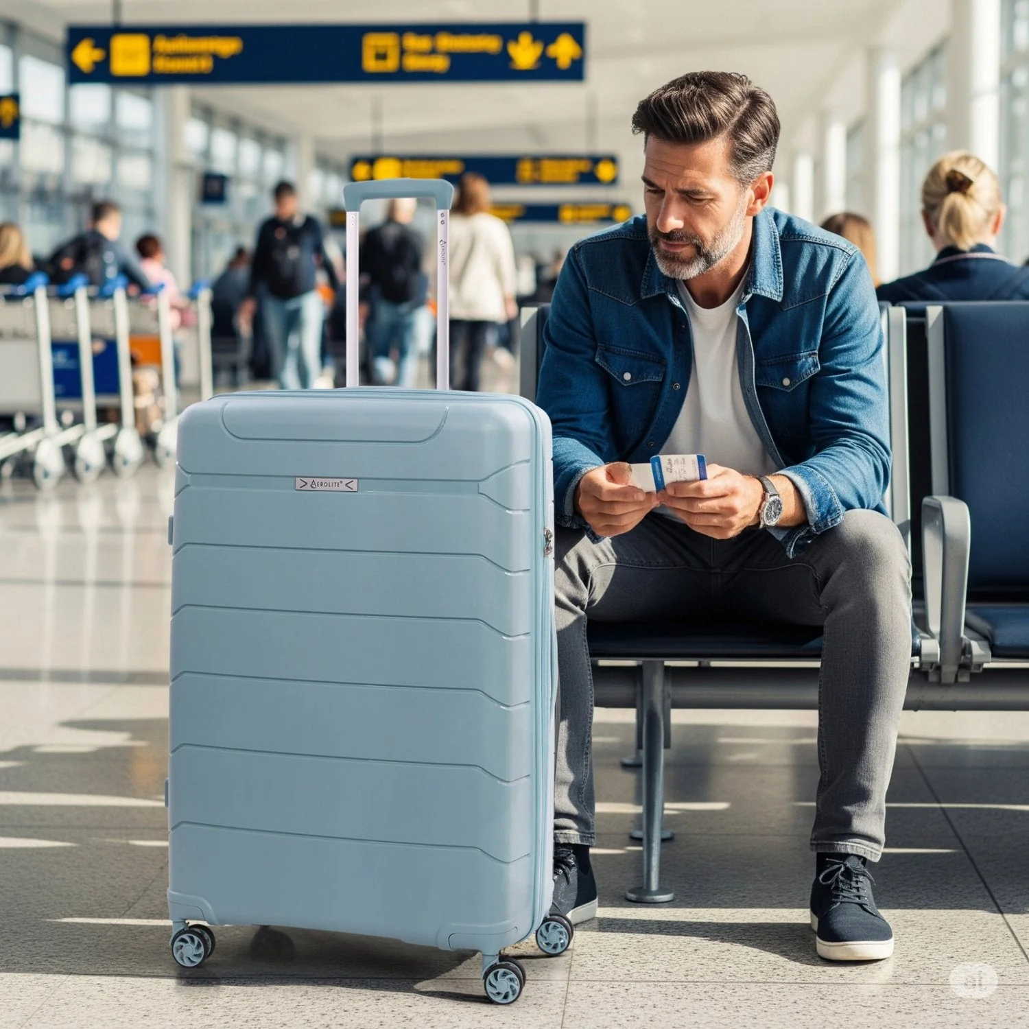 Aerolite Large 28" (100L) Lightweight Polypropylene Hard Shell Check-In Suitcase, 4 Dual Spinner Wheels, TSA Lock, Waterproof Pocket, 5 Years Warranty - Sage - Image 5