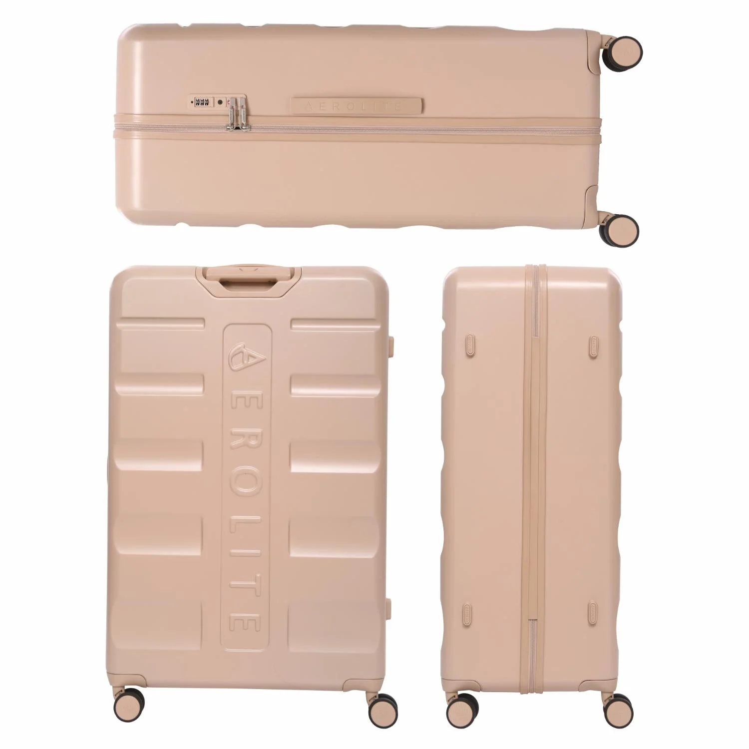 Aerolite Lightweight ABS Hard Shell 4 Wheel Spinner 4 Piece Travel Luggage Suitcase Set , Cabin + Medium + Large + Extra Large (BEIGE) - Image 17