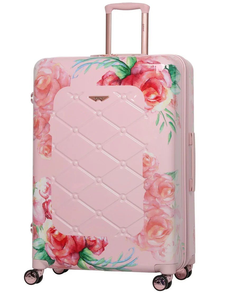 Aerolite Premium Hard Shell Hand Luggage Set (Medium + Large) - Floral Pink - Image 2