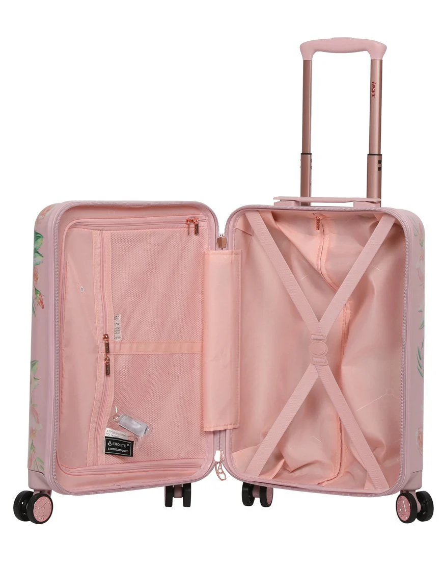 Aerolite Premium Hard Shell Hand Luggage Set (Medium + Large) - Floral Pink - Image 8