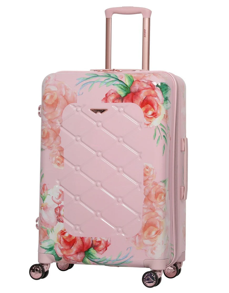 Aerolite Premium Hard Shell Hand Luggage Set (Cabin + Medium) - Floral Pink - Image 3