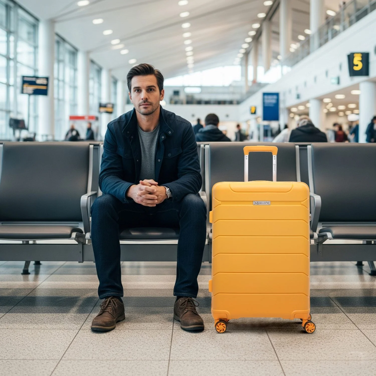 Aerolite Medium 24" 67L  Lightweight Polypropylene Hard Shell Check-In Suitcase, Dual 4-Spinner Wheels, TSA Lock, Organised Interior, 5 Years Warranty – Mango - Image 6