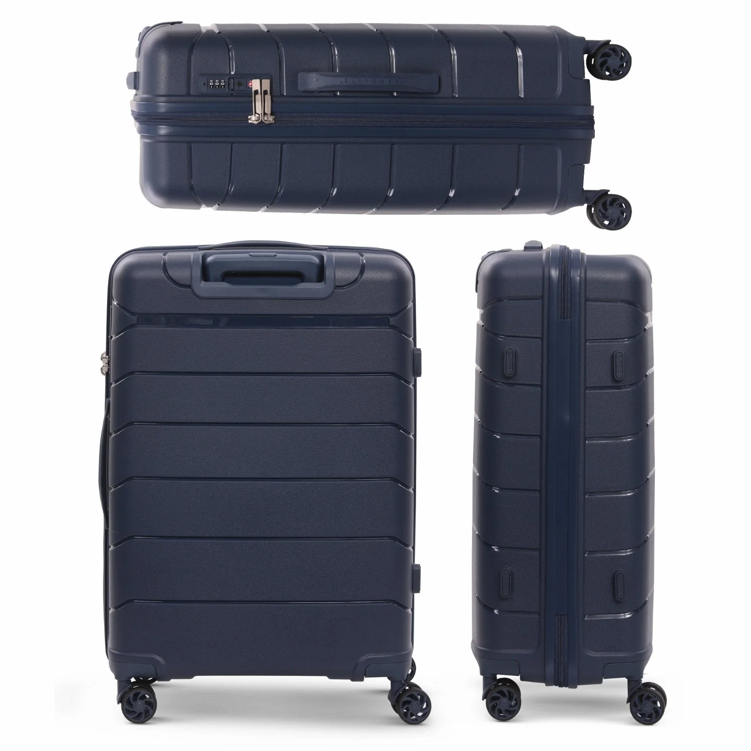 Aerolite Medium 24" 67L  Lightweight Polypropylene Hard Shell Check-In Suitcase, Dual 4-Spinner Wheels, TSA Lock, Organised Interior, 5 Years Warranty – Navy - Image 5