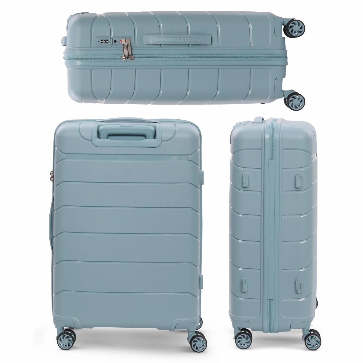 Aerolite Medium 24" 67L  Lightweight Polypropylene Hard Shell Check-In Suitcase, Dual 4-Spinner Wheels, TSA Lock, Organised Interior, 5 Years Warranty – Sage - Image 5