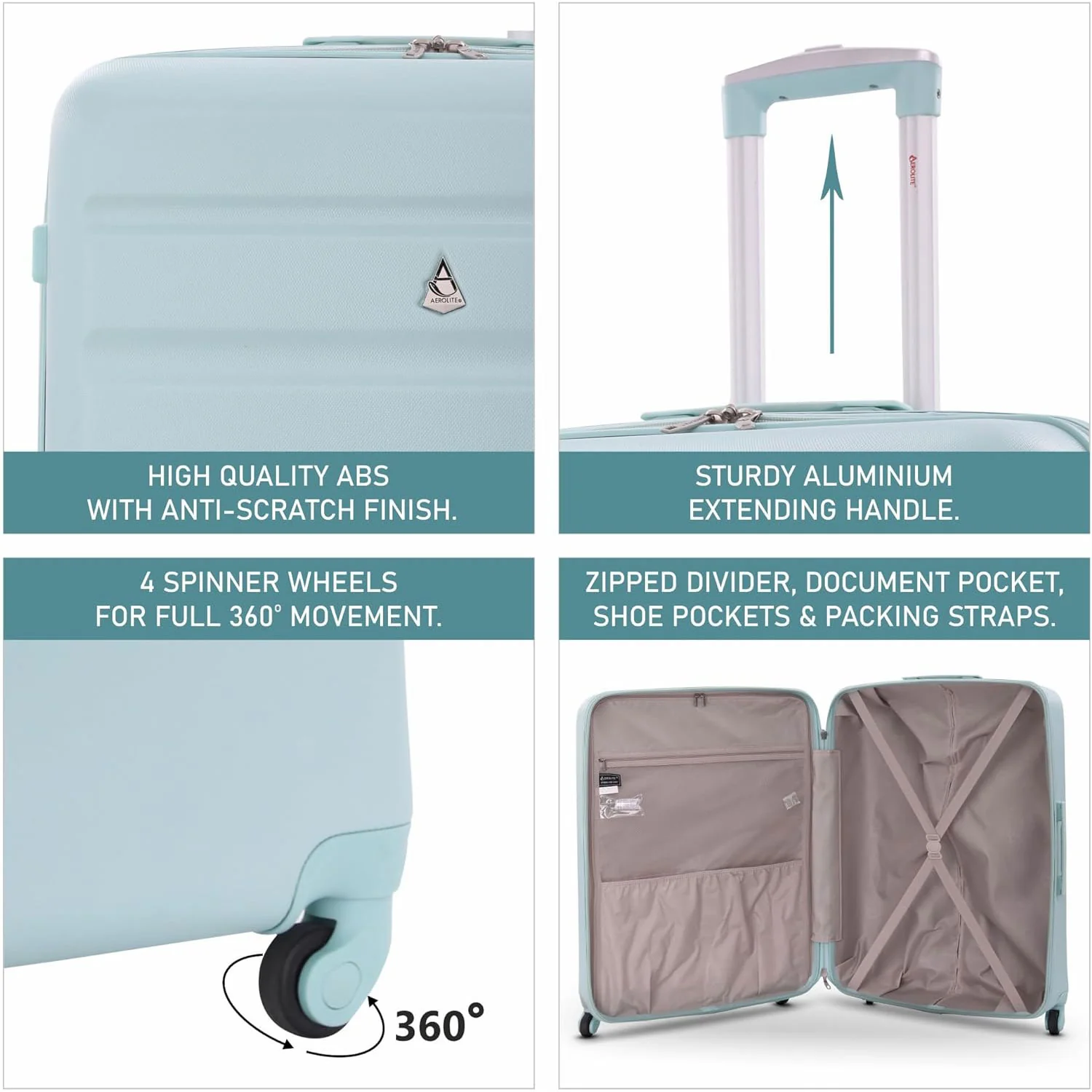 Aerolite 25" Large (69x50x27cm) Lightweight Hard Shell Luggage Suitcase, Lightweight & Strong with 4 Wheels, 5 Years Guarantee - Image 13