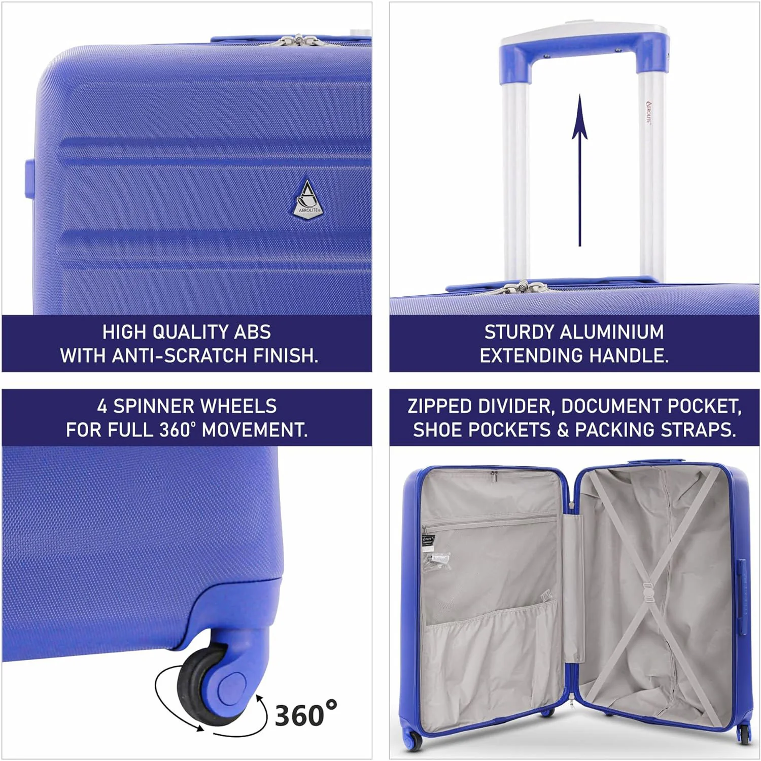 Aerolite 25" Large (69x50x27cm) Lightweight Hard Shell Luggage Suitcase, Lightweight & Strong with 4 Wheels, 5 Years Guarantee - Image 3