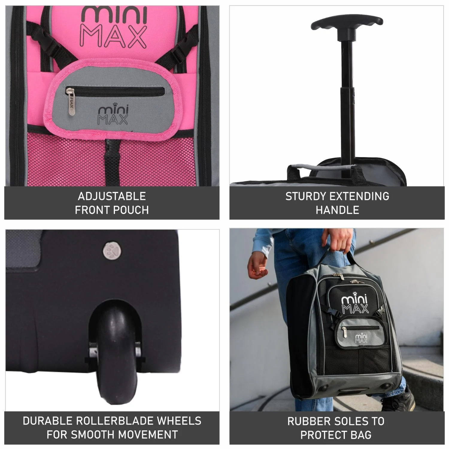 Aerolite MiniMAX Ryanair & Wizz Air 40x30x20 Maximum Size Cabin Hand Luggage Under Seat Trolley Backpack Carry On Bag 2 Wheel - Image 12