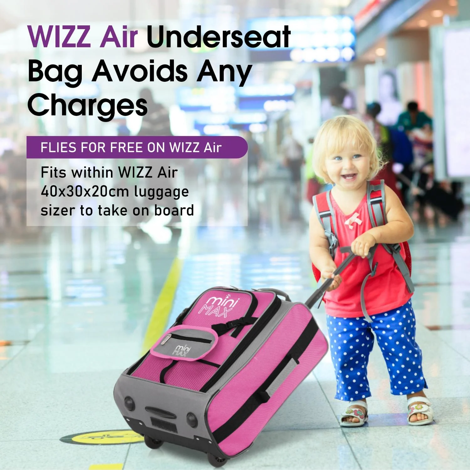 Aerolite MiniMAX Ryanair & Wizz Air 40x30x20 Maximum Size Cabin Hand Luggage Under Seat Trolley Backpack Carry On Bag 2 Wheel - Image 14