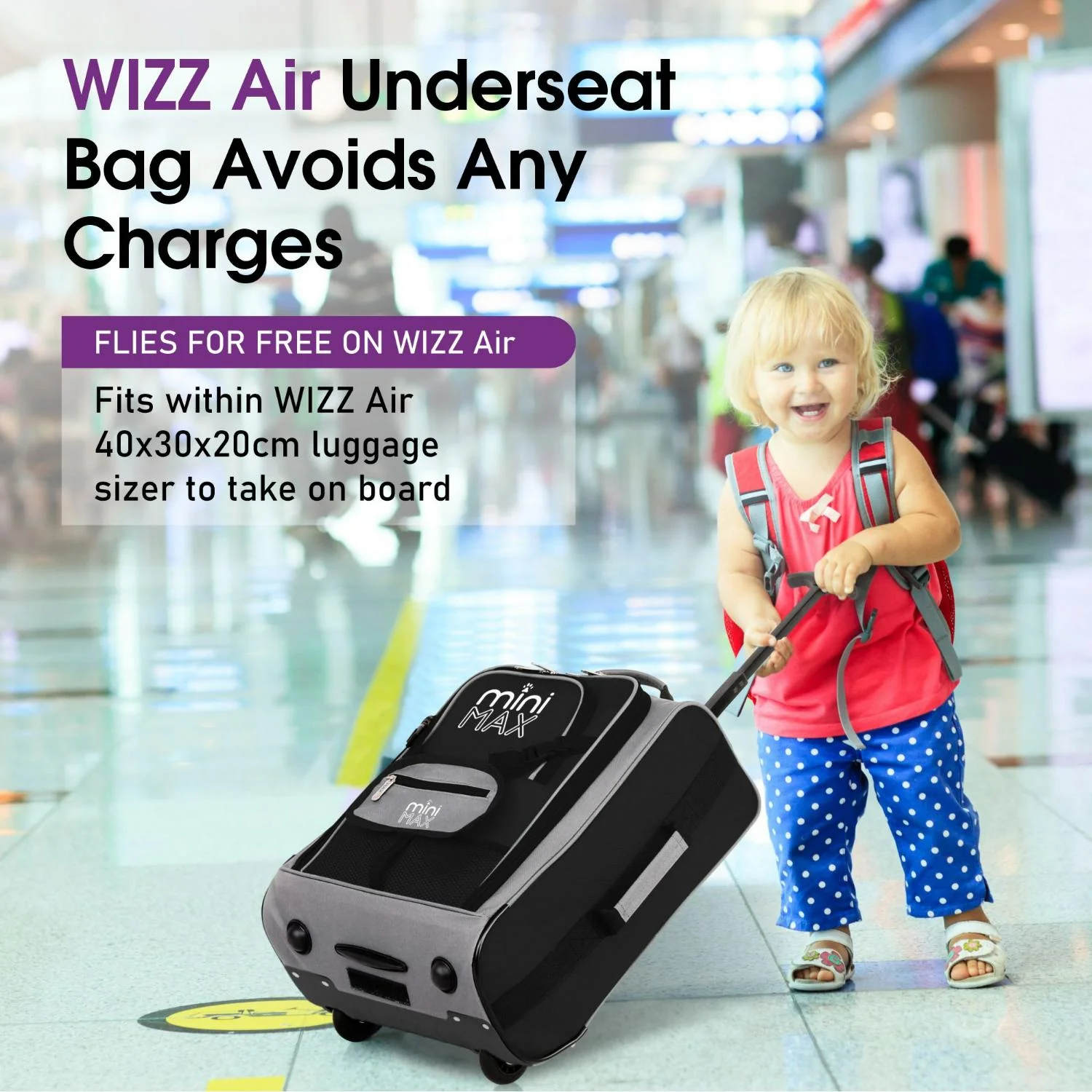 Aerolite MiniMAX Ryanair & Wizz Air 40x30x20 Maximum Size Cabin Hand Luggage Under Seat Trolley Backpack Carry On Bag 2 Wheel - Image 19