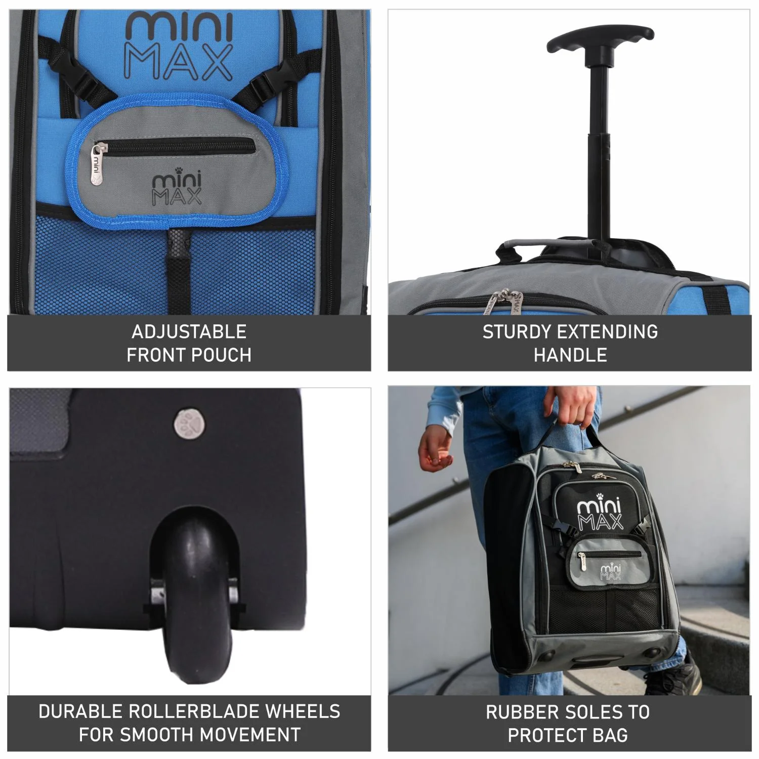 Aerolite MiniMAX Ryanair & Wizz Air 40x30x20 Maximum Size Cabin Hand Luggage Under Seat Trolley Backpack Carry On Bag 2 Wheel - Image 5