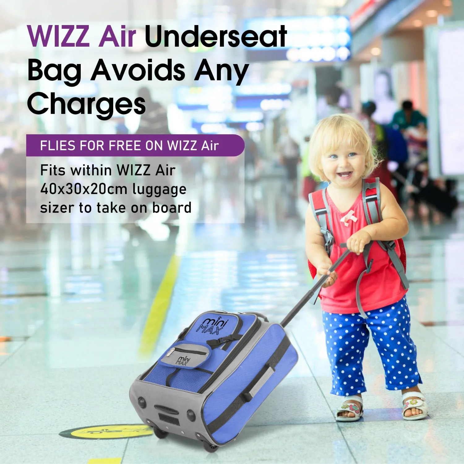 Aerolite MiniMAX Ryanair & Wizz Air 40x30x20 Maximum Size Cabin Hand Luggage Under Seat Trolley Backpack Carry On Bag 2 Wheel - Image 6
