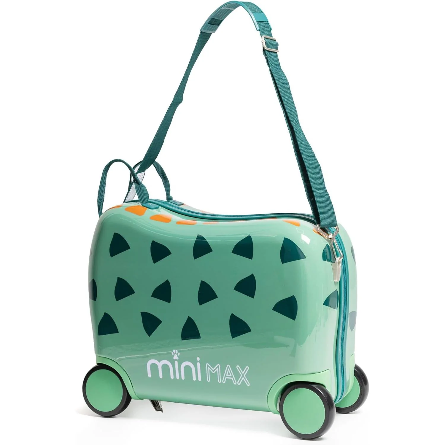 Aerolite MiniMax Childrens Ride-On Suitcase Fits 45x36x20cm EasyJet Maximum Size Kids Hand Luggage With Wheels 29L - Green Dinosaur - Image 15