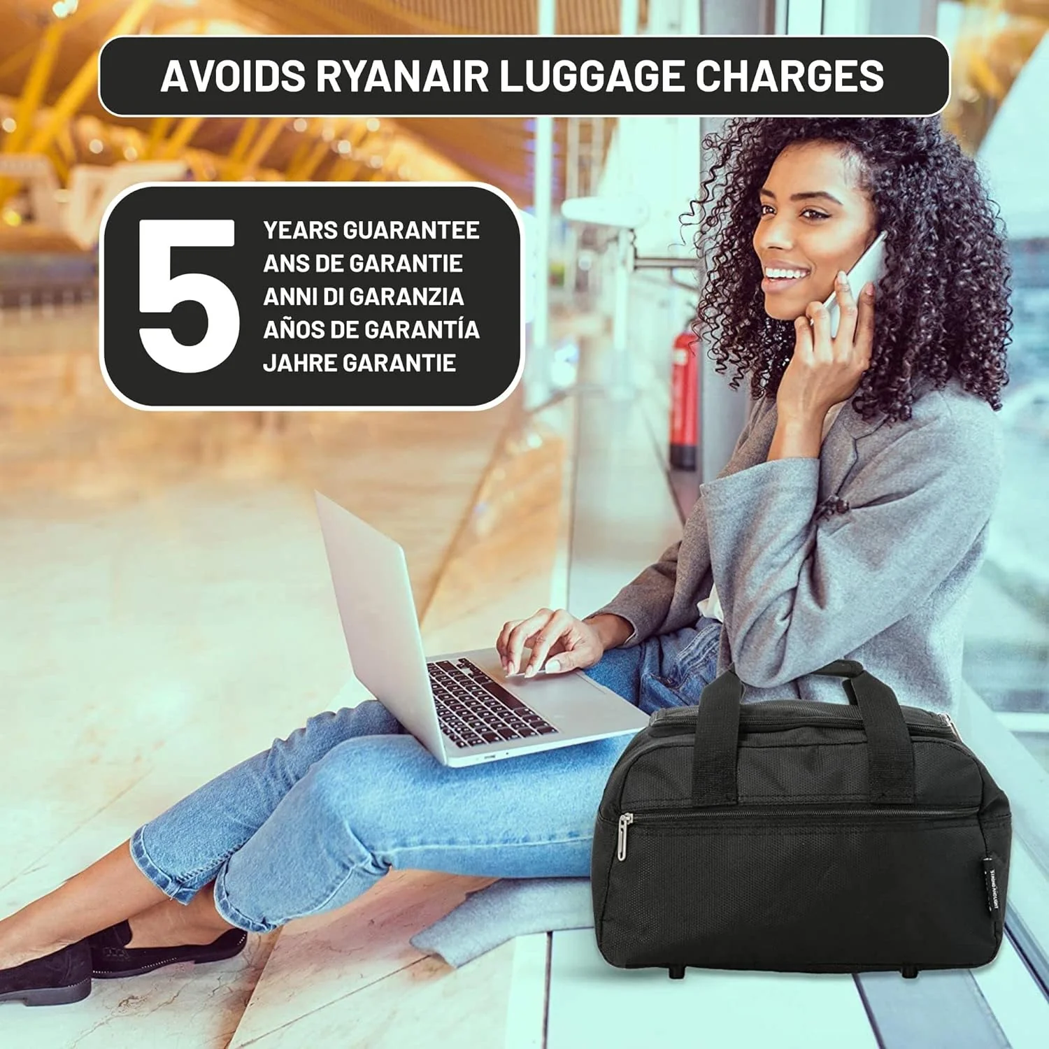Aerolite (40x20x25cm) Hand Luggage Holdall Bag (x2 Set), Maximum Allowance For Ryanair - Image 5
