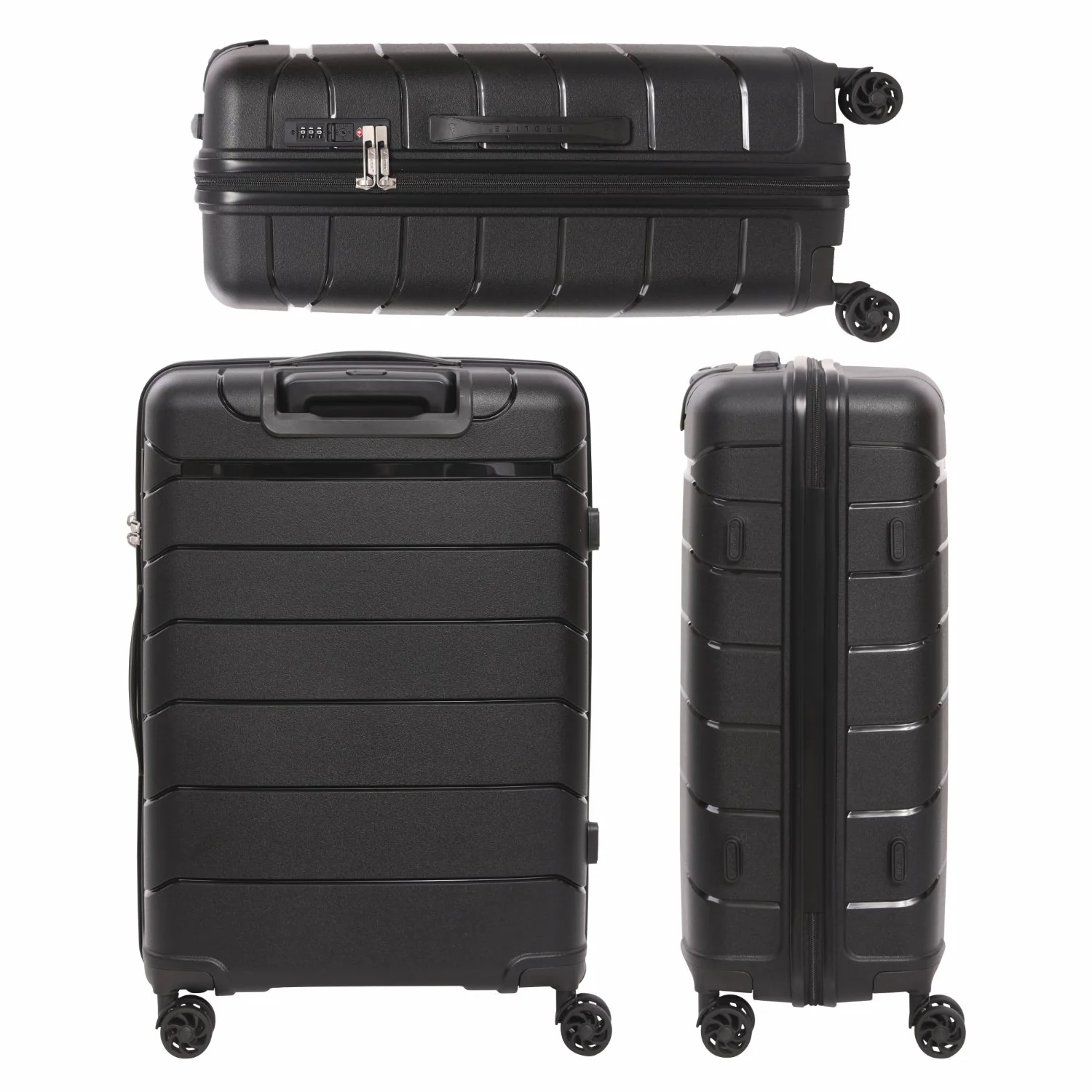 Aerolite Premium PP 3-Piece Luggage Set, Lightweight Polypropylene Hard Shell Suitcases with 4 Dual Spinner Wheels & TSA Lock, Expandable Cabin (21”), Medium (24”), Large (28”), Expandable Carry-On Case Included – Black - Image 12