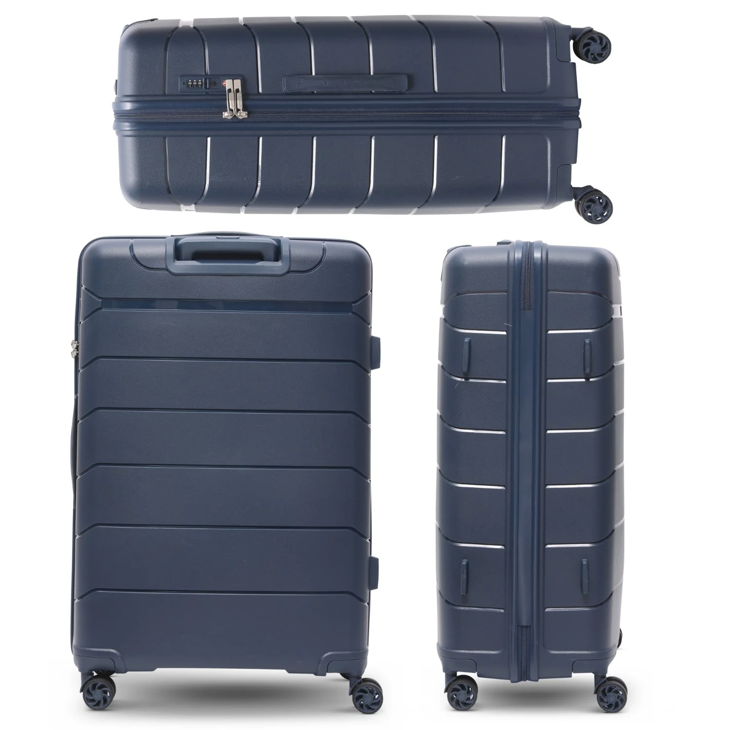 Aerolite Premium PP 3-Piece Luggage Set, Lightweight Polypropylene Hard Shell Suitcases with 4 Dual Spinner Wheels & TSA Lock, Expandable Cabin (21”), Medium (24”), Large (28”), Expandable Carry-On Case Included – Navy - Image 19