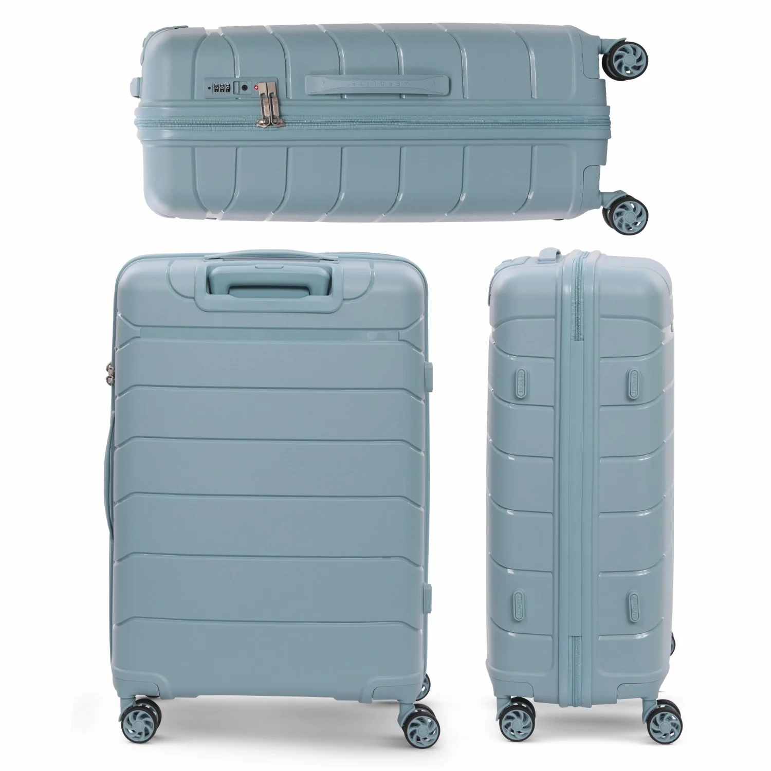 Aerolite Premium PP 3-Piece Luggage Set, Lightweight Polypropylene Hard Shell Suitcases with 4 Dual Spinner Wheels & TSA Lock, Expandable Cabin (21”), Medium (24”), Large (28”), Expandable Carry-On Case Included – Sage - Image 13