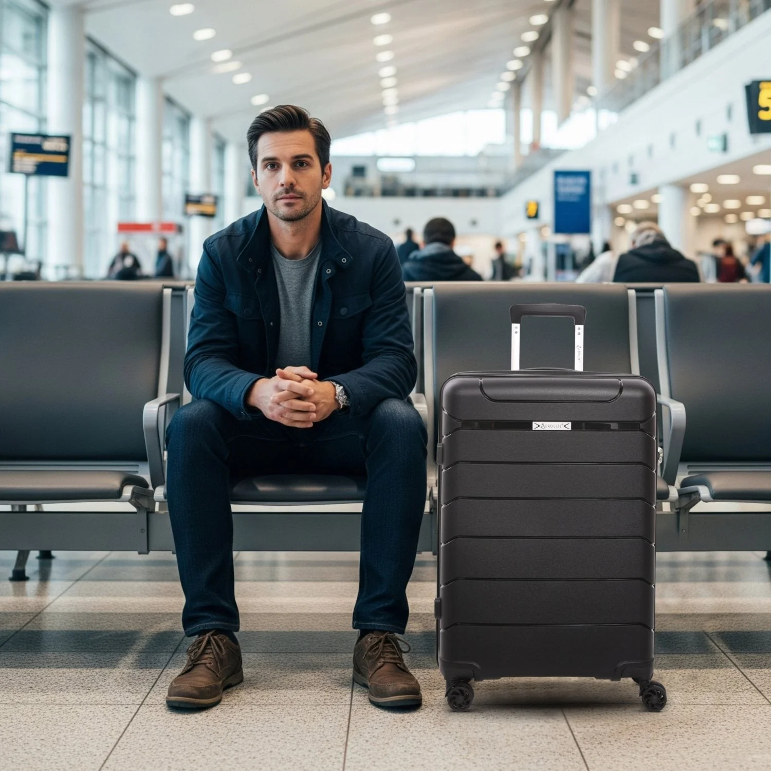 Aerolite Premium PP 4 Piece Hard Shell 4 Dual Wheel Spinner Travel Luggage Suitcase Set , Expandable Cabin + Medium + Large + Extra Large - Black - Image 13