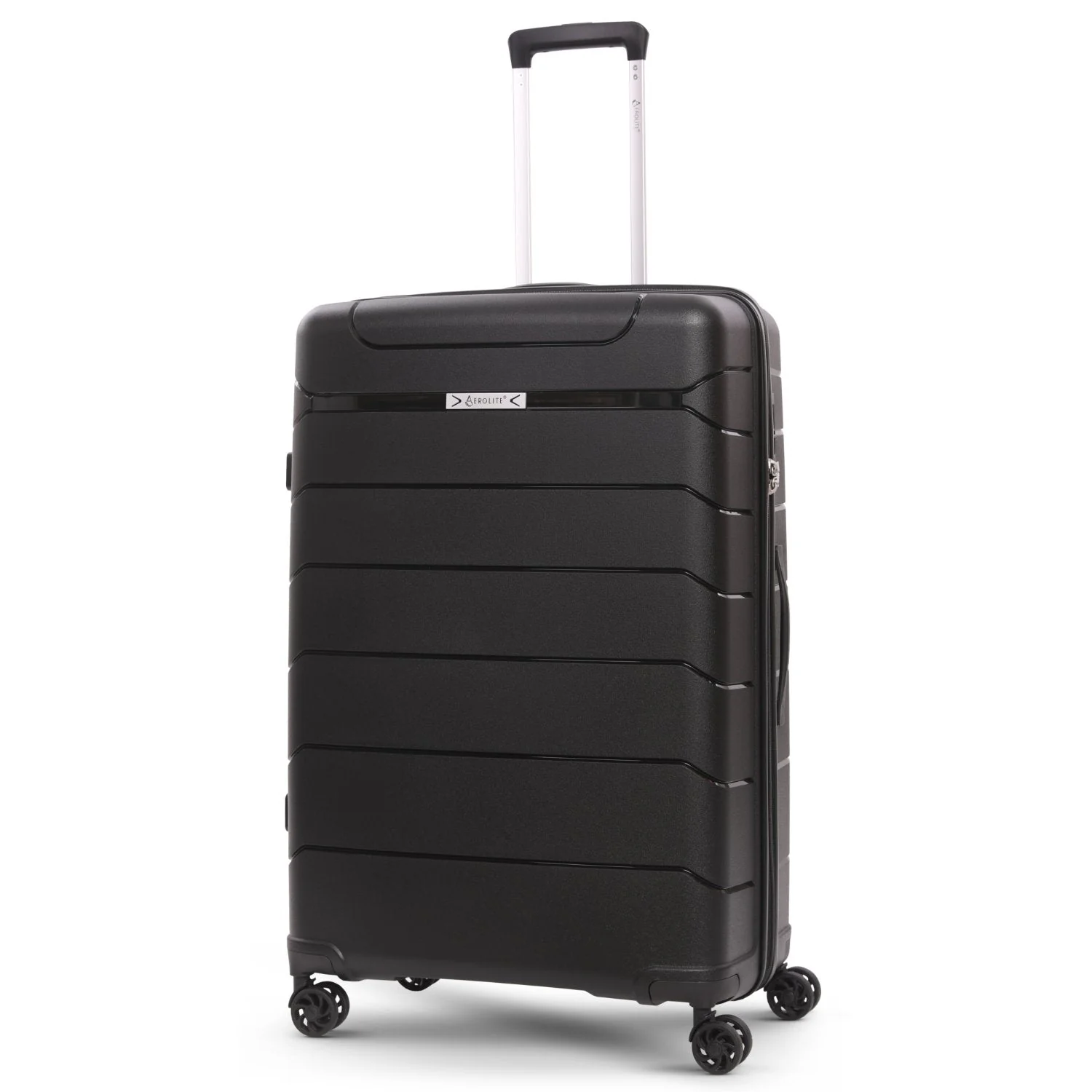 Aerolite Premium PP 4 Piece Hard Shell 4 Dual Wheel Spinner Travel Luggage Suitcase Set , Expandable Cabin + Medium + Large + Extra Large - Black - Image 14