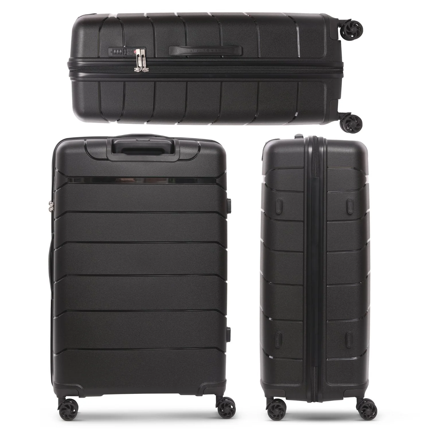 Aerolite Premium PP 4 Piece Hard Shell 4 Dual Wheel Spinner Travel Luggage Suitcase Set , Expandable Cabin + Medium + Large + Extra Large - Black - Image 18