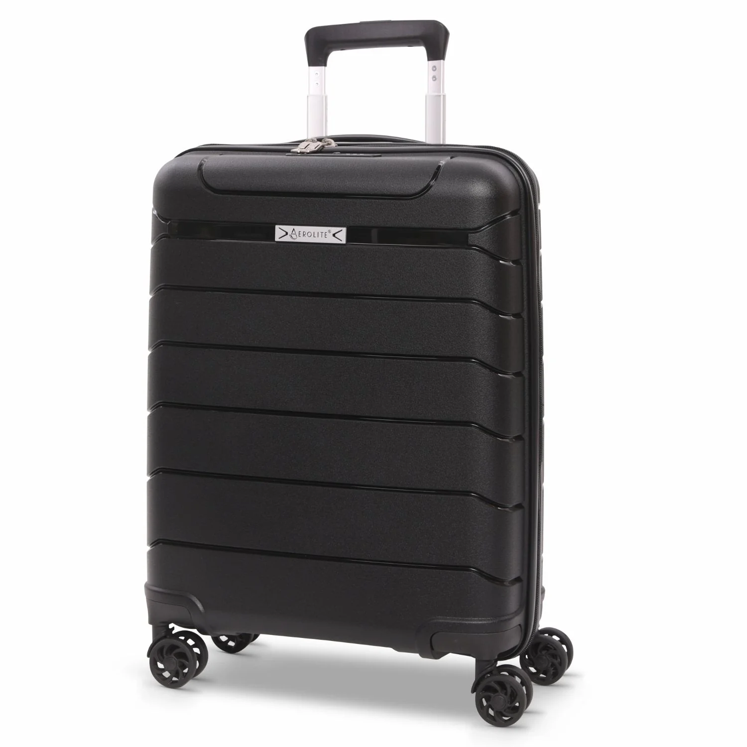Aerolite Premium PP 4 Piece Hard Shell 4 Dual Wheel Spinner Travel Luggage Suitcase Set , Expandable Cabin + Medium + Large + Extra Large - Black - Image 2