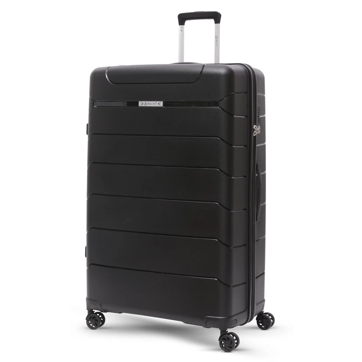 Aerolite Premium PP 4 Piece Hard Shell 4 Dual Wheel Spinner Travel Luggage Suitcase Set , Expandable Cabin + Medium + Large + Extra Large - Black - Image 20