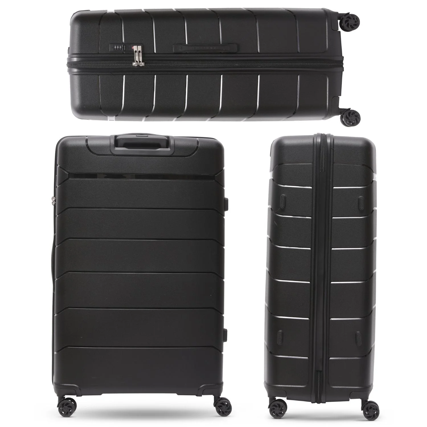 Aerolite Premium PP 4 Piece Hard Shell 4 Dual Wheel Spinner Travel Luggage Suitcase Set , Expandable Cabin + Medium + Large + Extra Large - Black - Image 24