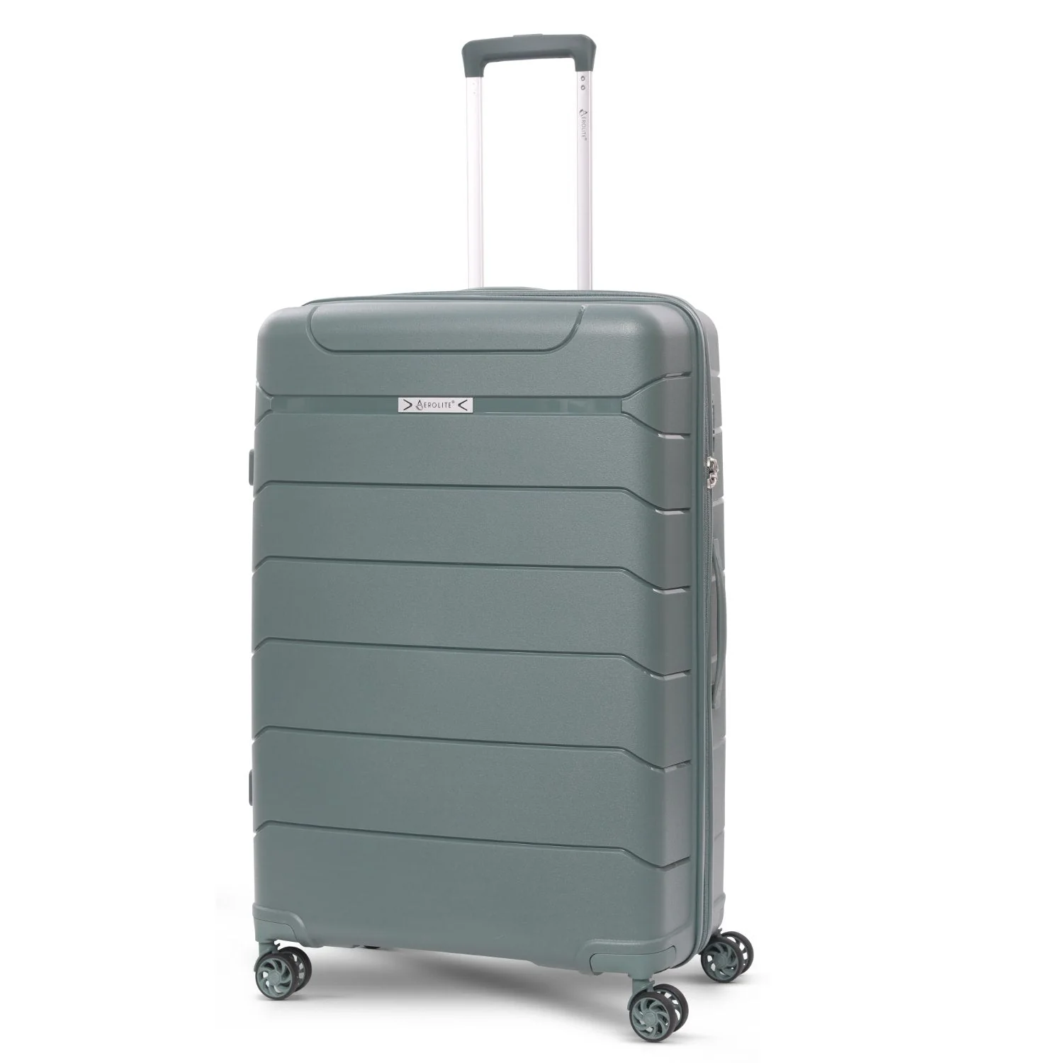 Aerolite Premium PP 4 Piece Hard Shell 4 Dual Wheel Spinner Travel Luggage Suitcase Set , Expandable Cabin + Medium + Large + Extra Large - Dark Green - Image 14