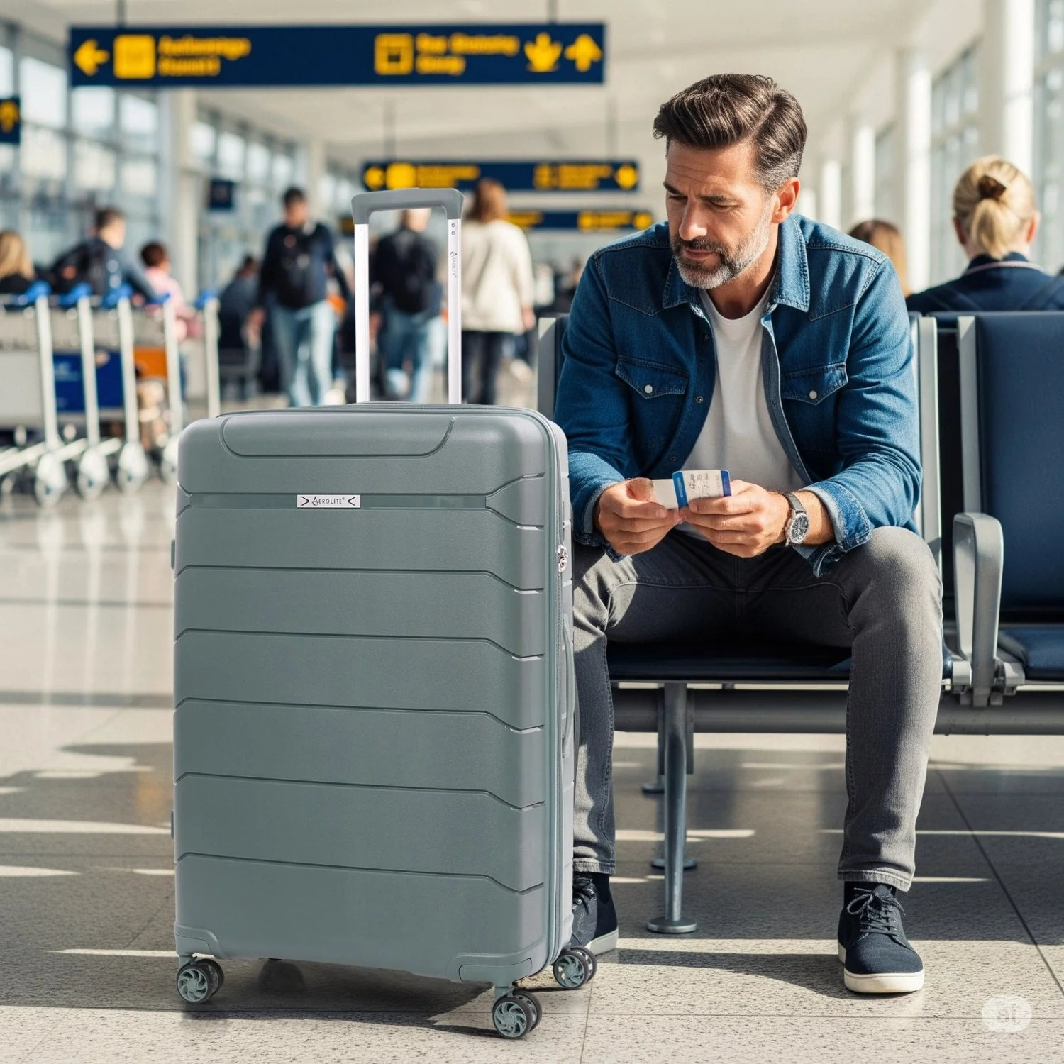Aerolite Premium PP 4 Piece Hard Shell 4 Dual Wheel Spinner Travel Luggage Suitcase Set , Expandable Cabin + Medium + Large + Extra Large - Dark Green - Image 19