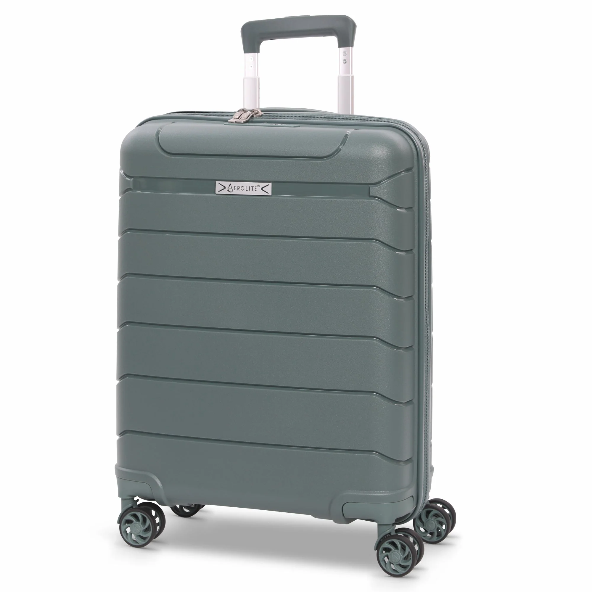 Aerolite Premium PP 4 Piece Hard Shell 4 Dual Wheel Spinner Travel Luggage Suitcase Set , Expandable Cabin + Medium + Large + Extra Large - Dark Green - Image 2