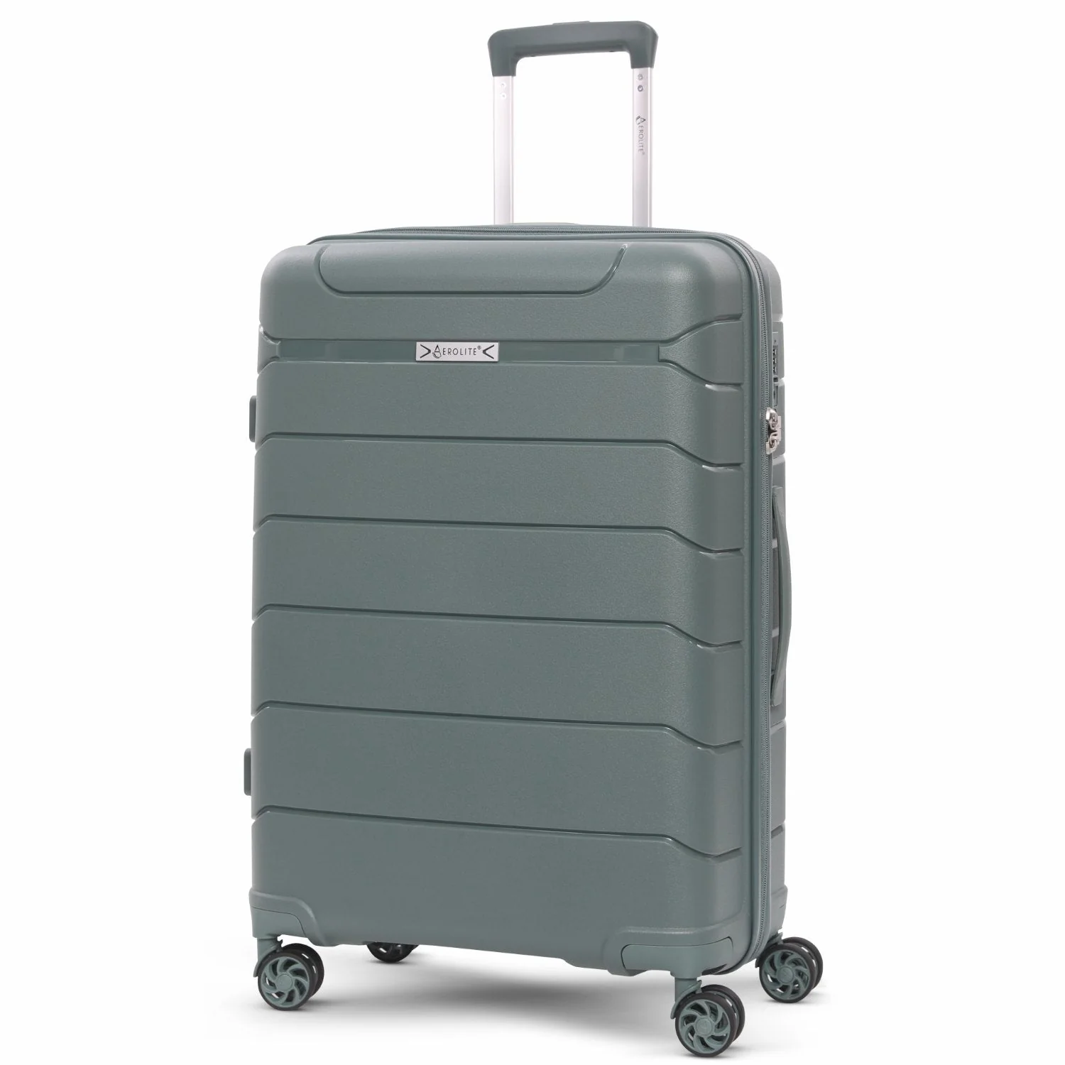 Aerolite Premium PP 4 Piece Hard Shell 4 Dual Wheel Spinner Travel Luggage Suitcase Set , Expandable Cabin + Medium + Large + Extra Large - Dark Green - Image 9