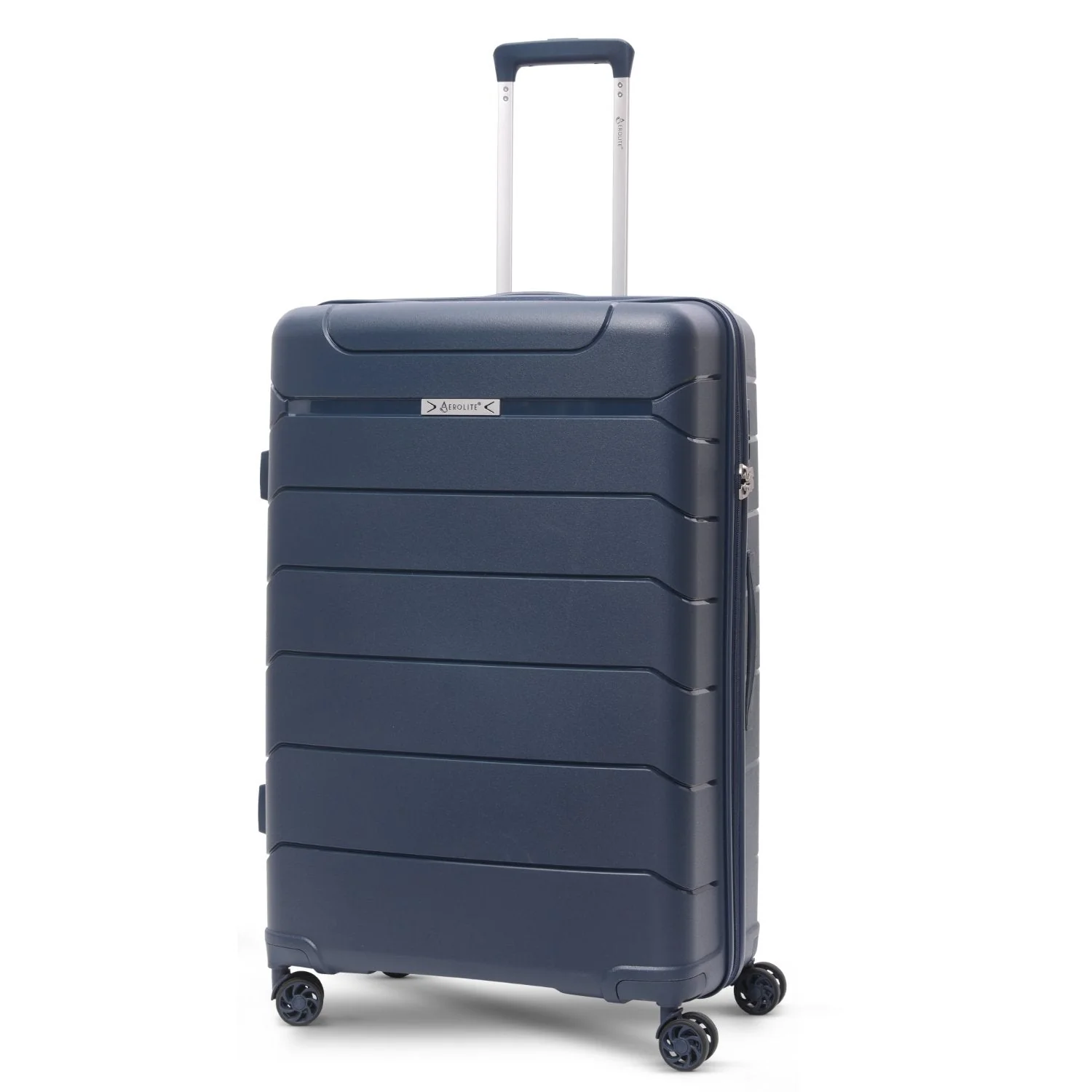 Aerolite Premium PP 4 Piece Hard Shell 4 Dual Wheel Spinner Travel Luggage Suitcase Set , Expandable Cabin + Medium + Large + Extra Large - Navy - Image 15