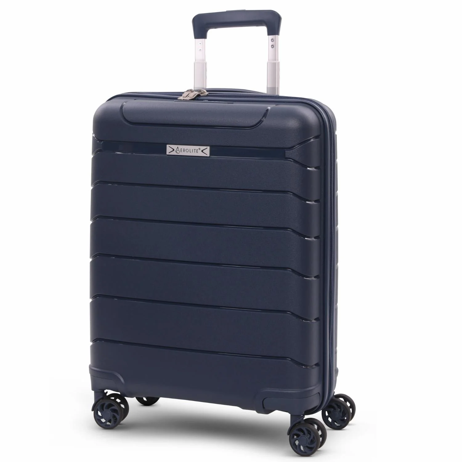 Aerolite Premium PP 4 Piece Hard Shell 4 Dual Wheel Spinner Travel Luggage Suitcase Set , Expandable Cabin + Medium + Large + Extra Large - Navy - Image 2