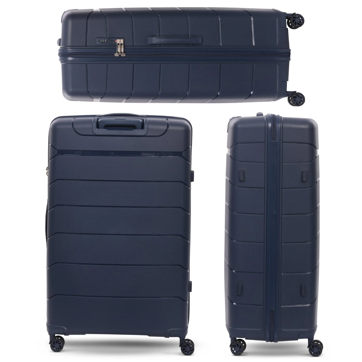 Aerolite Premium PP 4 Piece Hard Shell 4 Dual Wheel Spinner Travel Luggage Suitcase Set , Expandable Cabin + Medium + Large + Extra Large - Navy - Image 25