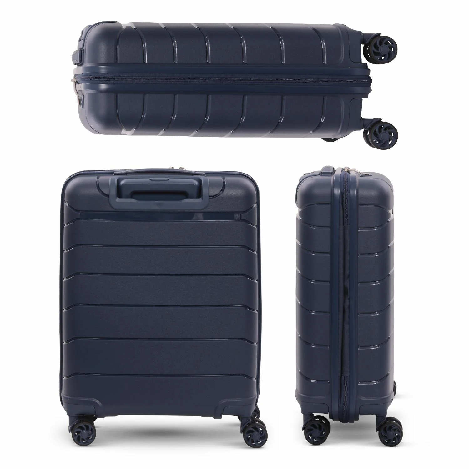 Aerolite Premium PP 4 Piece Hard Shell 4 Dual Wheel Spinner Travel Luggage Suitcase Set , Expandable Cabin + Medium + Large + Extra Large - Navy - Image 8