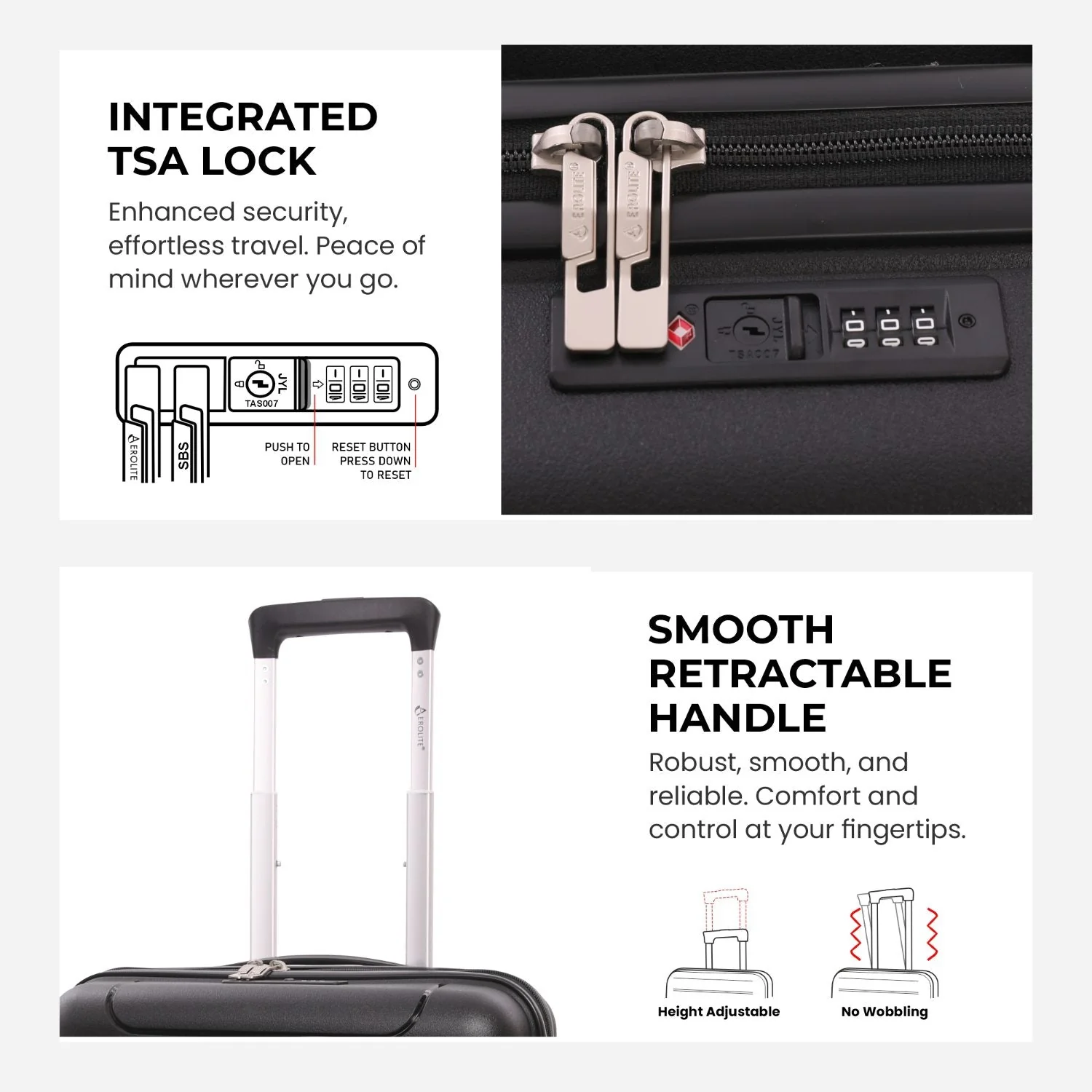 Aerolite Premium PP Expandable Cabin Suitcase 55x40x20cm to 55x40x23cm, Ryanair & Wizz Air Priority Max Size, Lightweight Polypropylene Hard Shell Carry-On with 4 Wheels & TSA Lock - Black - Image 6