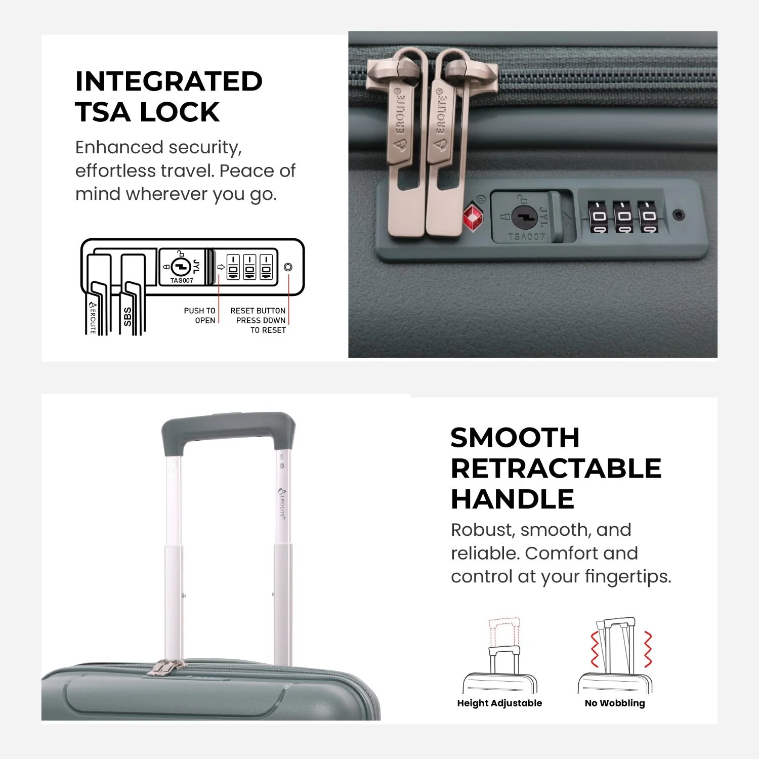 Aerolite Premium PP Expandable Cabin Suitcase 55x40x20cm to 55x40x23cm, Ryanair & Wizz Air Priority Max Size, Lightweight Polypropylene Hard Shell Carry-On with 4 Wheels & TSA Lock - Green - Image 6