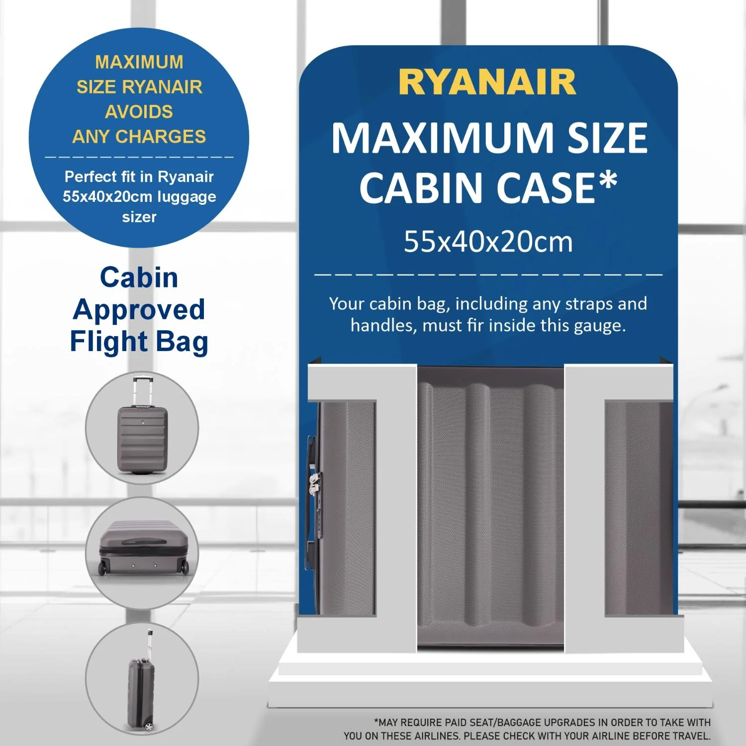 Aerolite (55x40x20cm) Ryanair Priority Max Lightweight Hard Shell Cabin Suitcase, 40L, 2 Wheels - Image 6