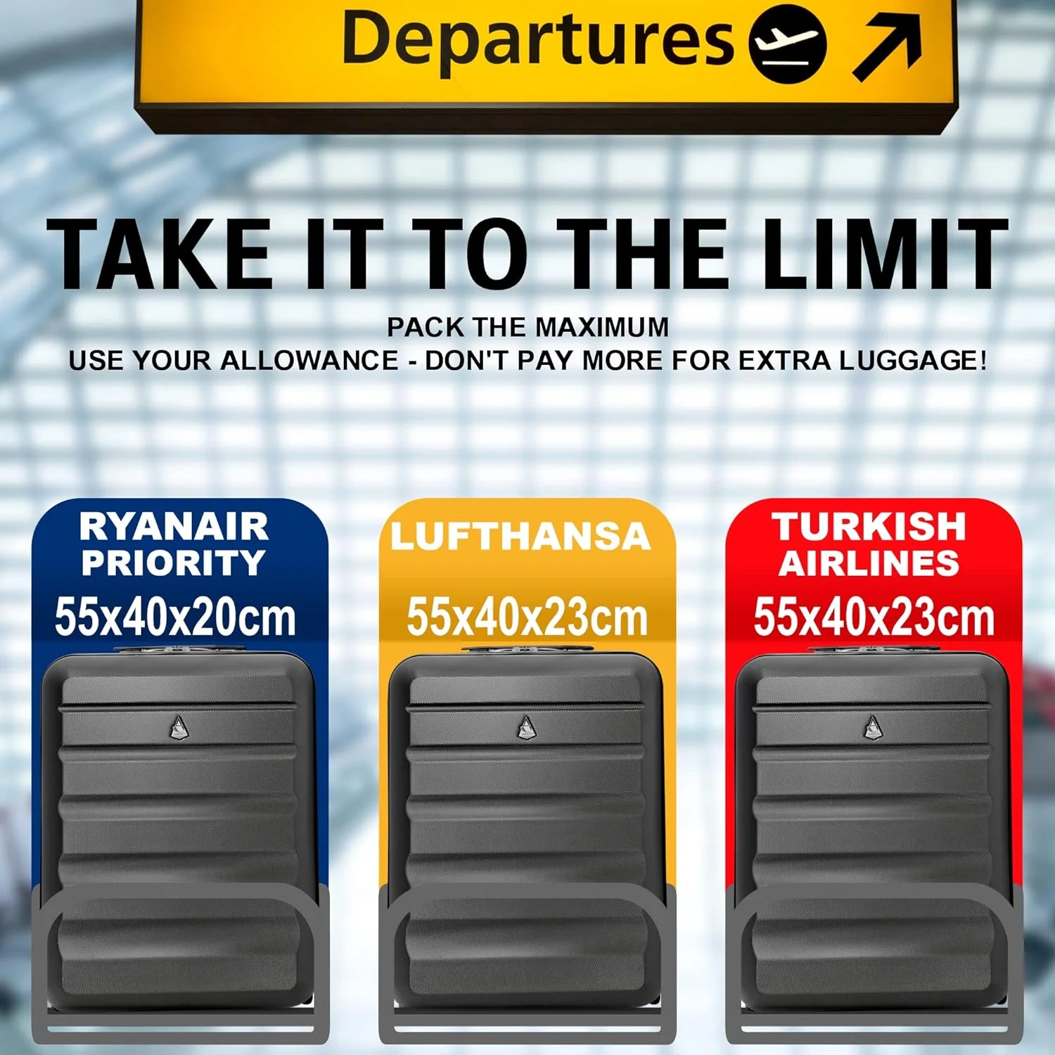 Aerolite (55x40x20cm) Ryanair Priority Max Lightweight Hard Shell Cabin Suitcase, 40L, 2 Wheels - Image 9
