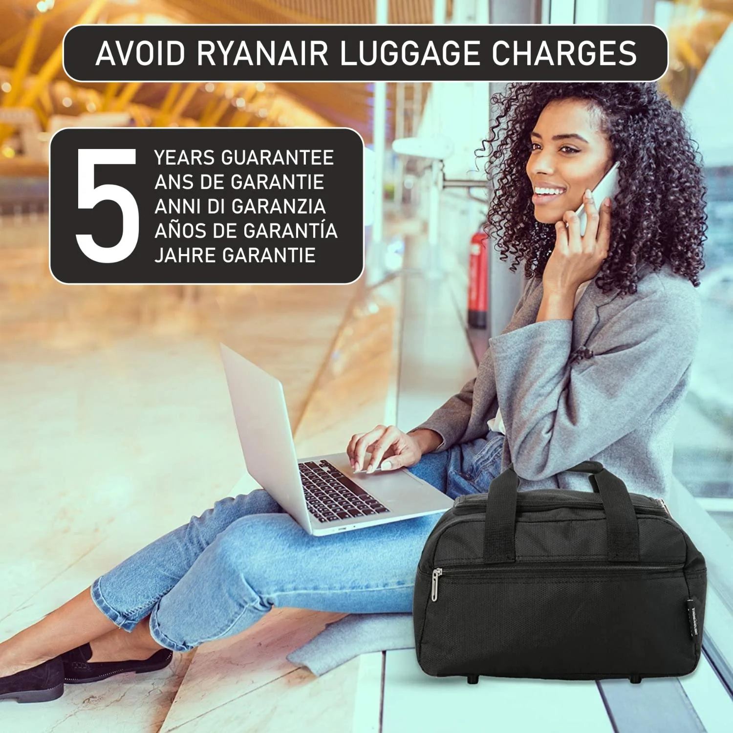 Aerolite Ryanair Maximum Holdall Cabin Bag (40x20x25cm), Digital Luggage Scales, and TSA Approved Three Dial Combination Lock - Image 6