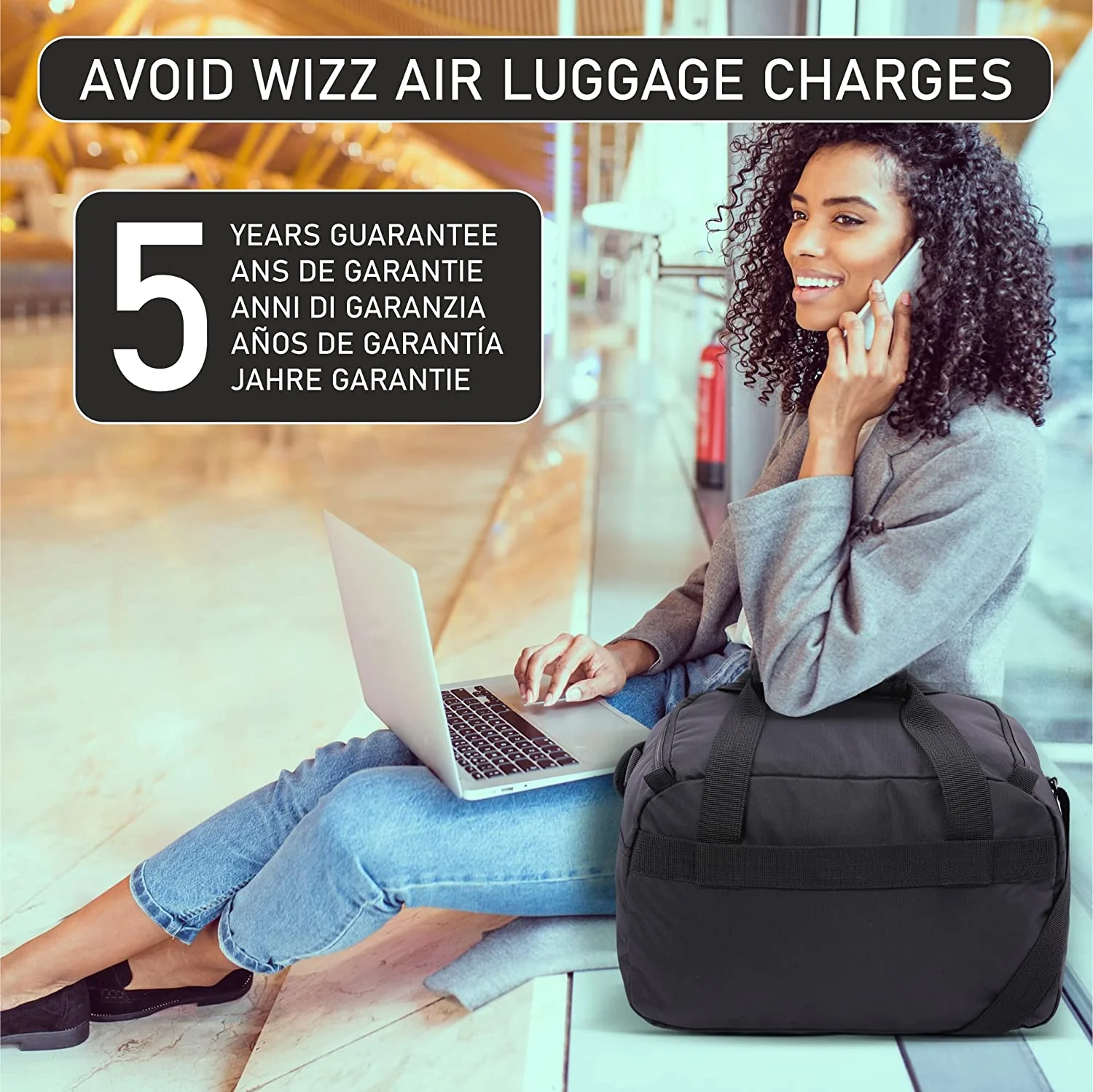 Aerolite 40x30x20 Wizz Air Maximum Size Cabin Bags with 5 Year Guarantee Foldable Carry On Premium Bag Holdall Small Lightweight Cabin Luggage Under seat Flight Travel Duffel Bag - Image 7