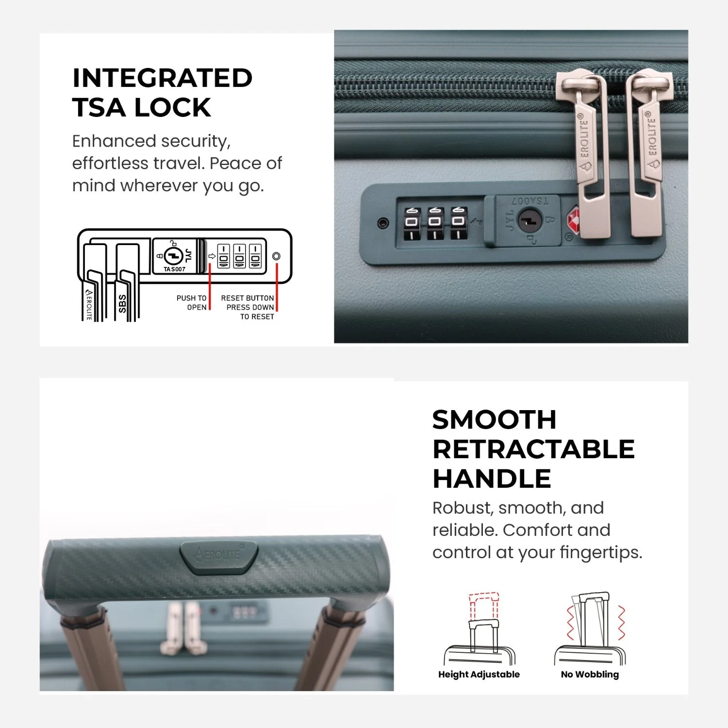 Aerolite Expandable Cabin Suitcase 55x40x20cm Ryanair Priority Max Size, Expands to 55x40x23cm for Lufthansa & Wizz Air Priority, Hard Shell 2-Wheel Carry-On Trolley with TSA Lock, 40–46L Capacity, Forest Green - Image 3