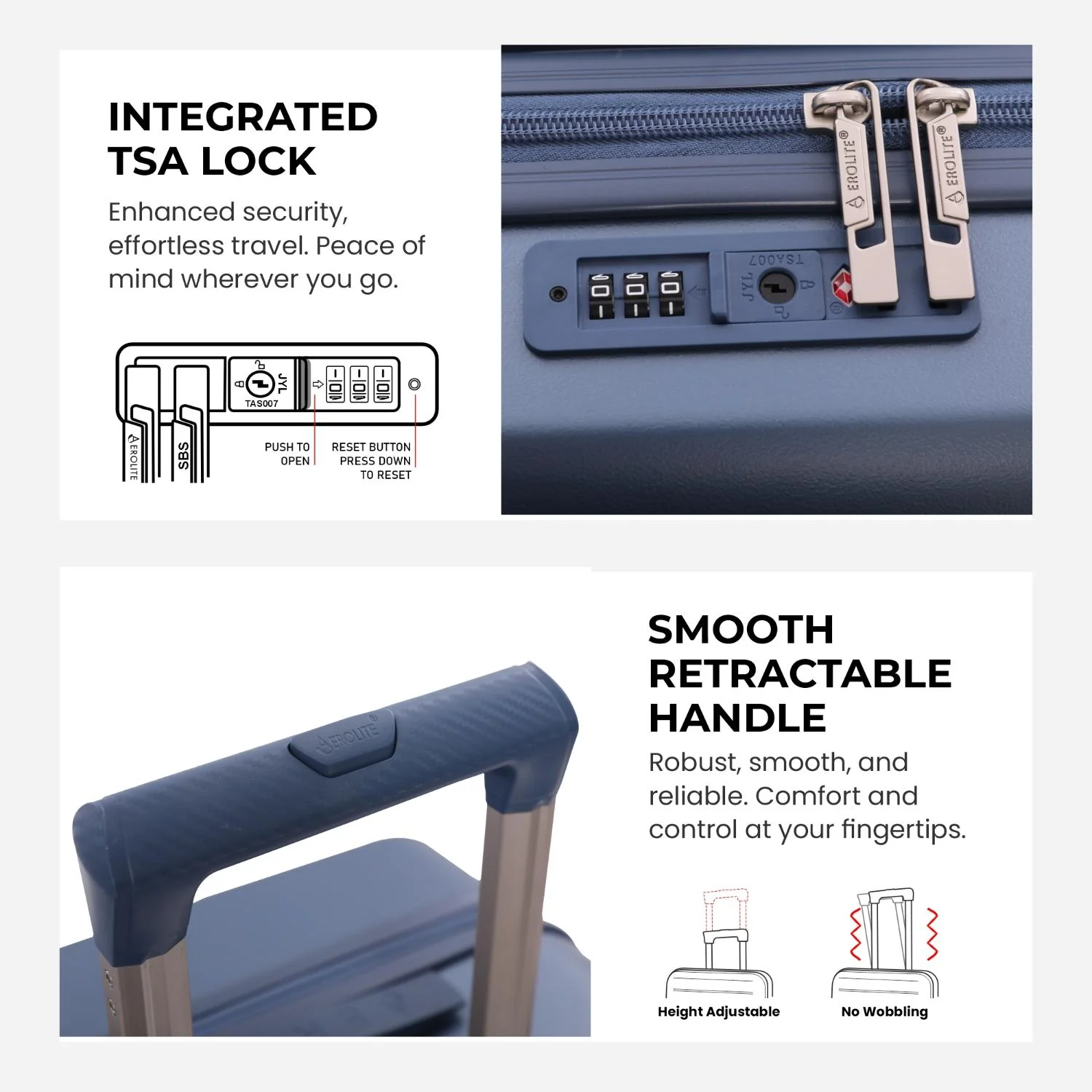 Aerolite Expandable 55x40x20cm to 55x40x23cm Ryanair Priority, Wizz Air Priority, Lufthansa Max Size Lightweight Hard Shell Carry On Hand Cabin Luggage Suitcase with 4 Wheels (BLUE) - Image 6