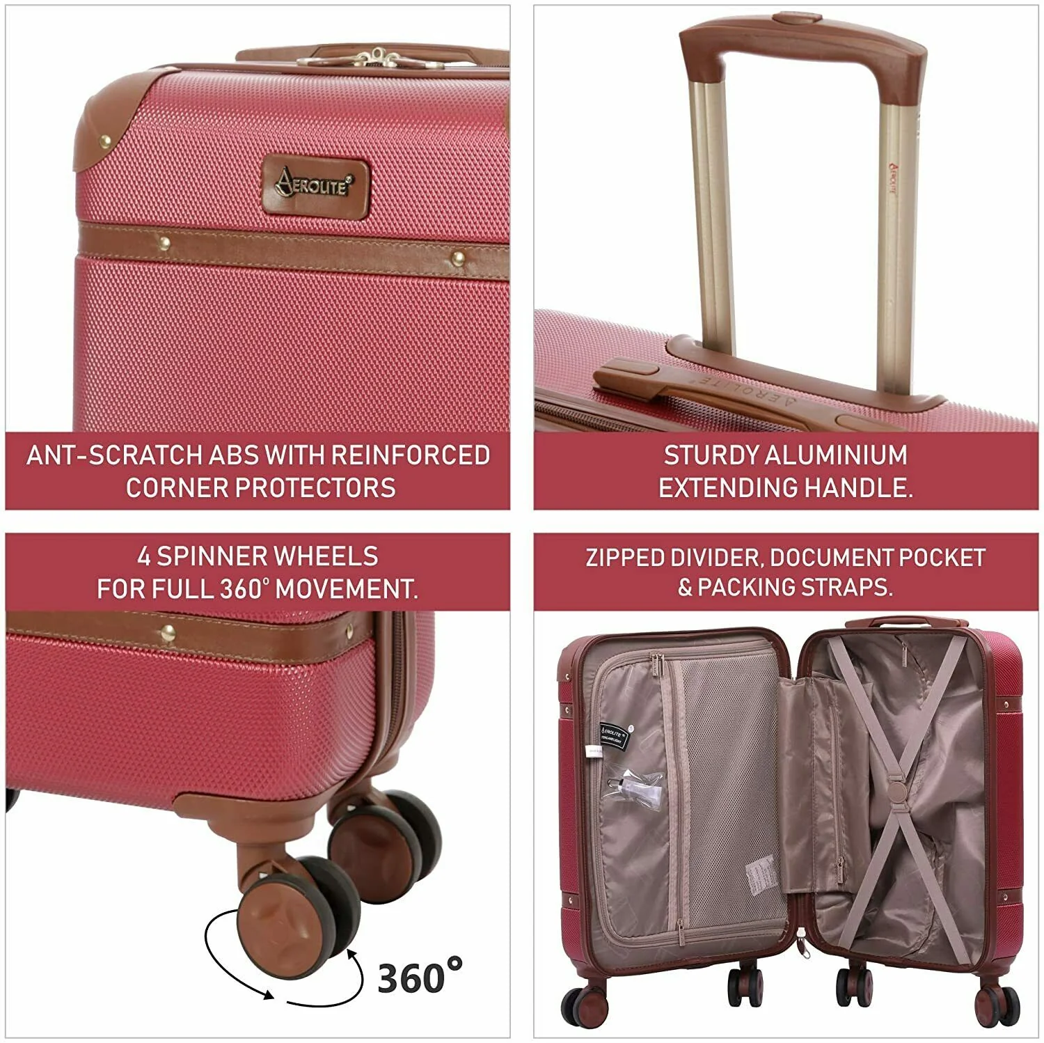 Aerolite Vintage Classic (55x35x20cm) Lightweight Hard Shell Cabin Hand Luggage, Approved For Ryanair, easyJet, British Airways, Delta, Lufthansa, Norwegian, Jet2, Virgin Atlantic and many more! - Image 25