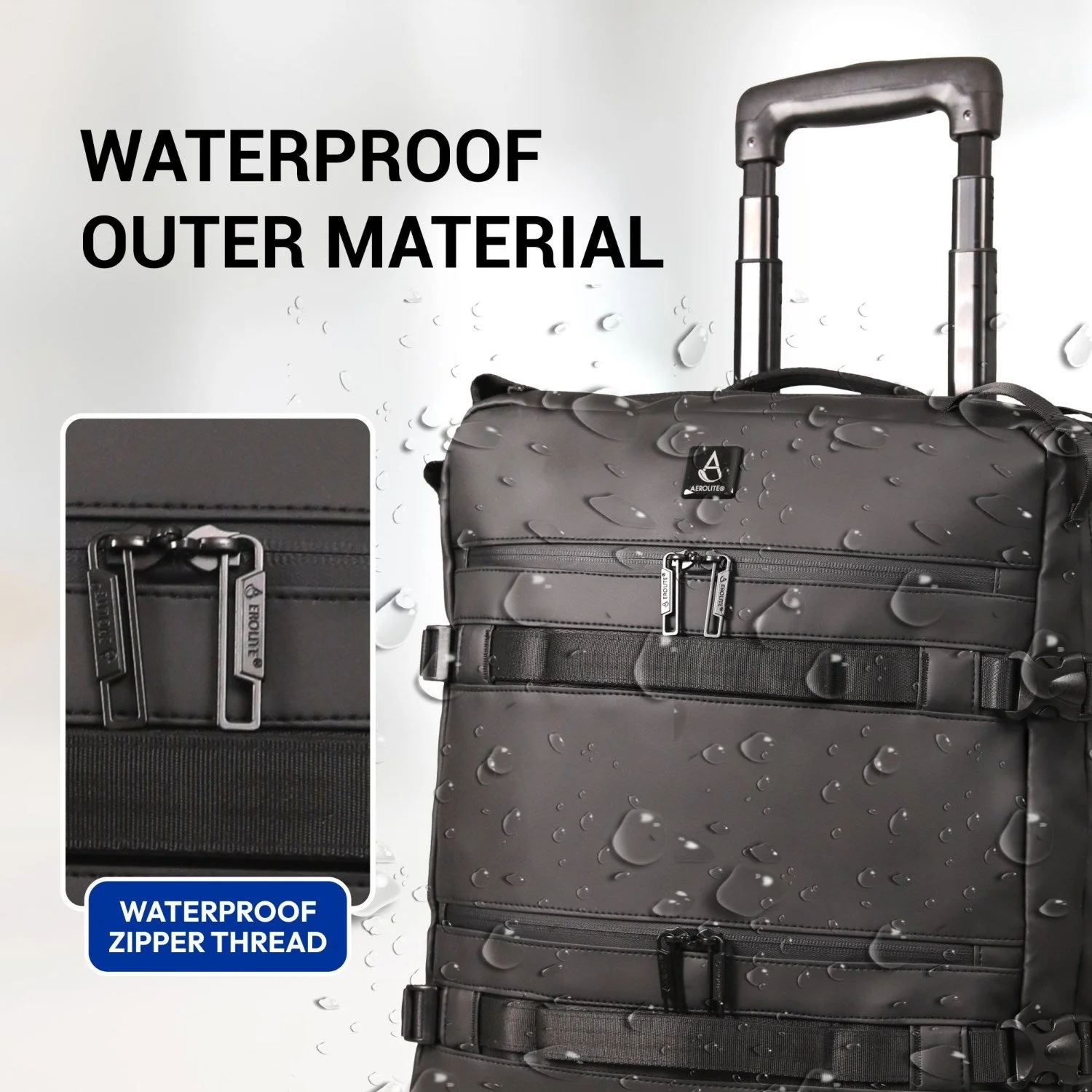 Aerolite Waterproof 45x36x20cm Easyjet Underseat Cabin Bag – 32L Travel Trolley with 2 Wheels, TSA Lock & 15.6” Laptop Compartment – Easyjet Maximum Size Hand Luggage - Black - Image 7
