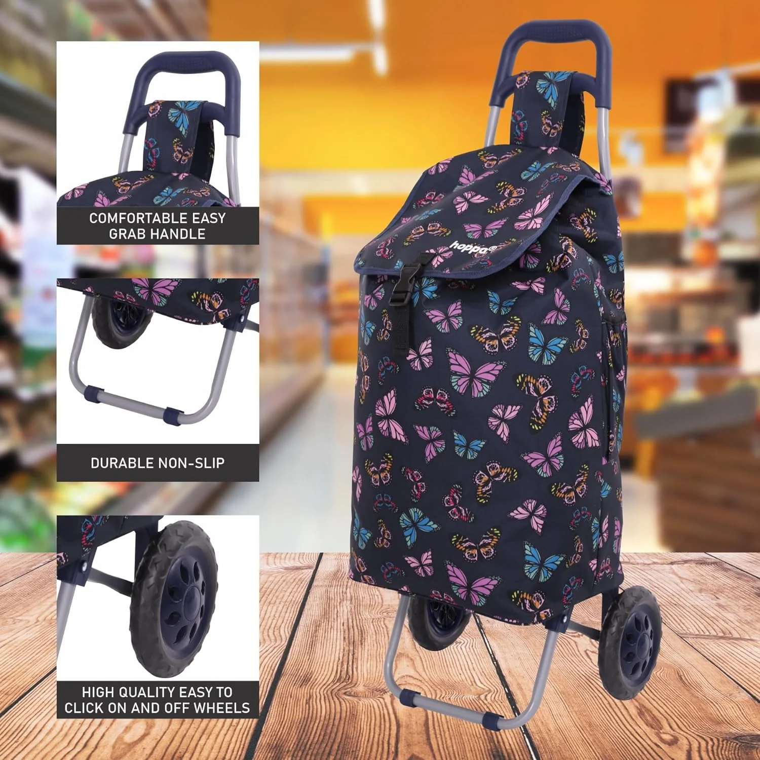 Hoppa 57Ltr Lightweight Shopping Trolley 2025 model, Hard Wearing & Foldaway Push/Pull Cart for Easy Storage With 1 Year Guarantee - Image 17
