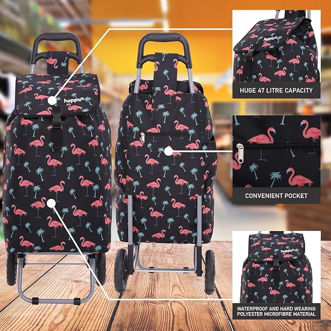 Hoppa 57Ltr Lightweight Shopping Trolley 2025 model, Hard Wearing & Foldaway Push/Pull Cart for Easy Storage With 1 Year Guarantee - Image 23