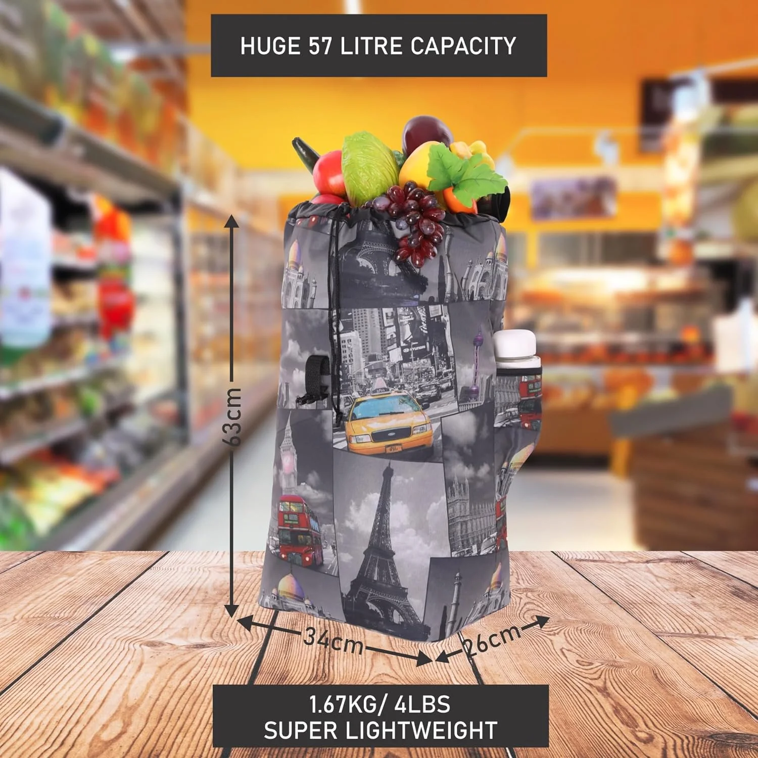 Hoppa 57Ltr Lightweight Shopping Trolley 2025 model, Hard Wearing & Foldaway Push/Pull Cart for Easy Storage With 1 Year Guarantee - Image 31
